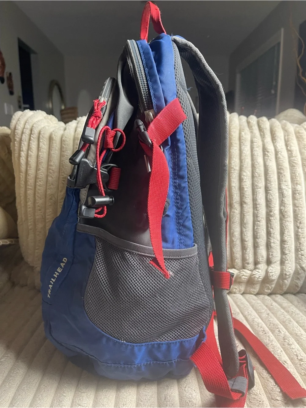 Eddie Bauer Blue, Gray and Red Trailhead Backpack
